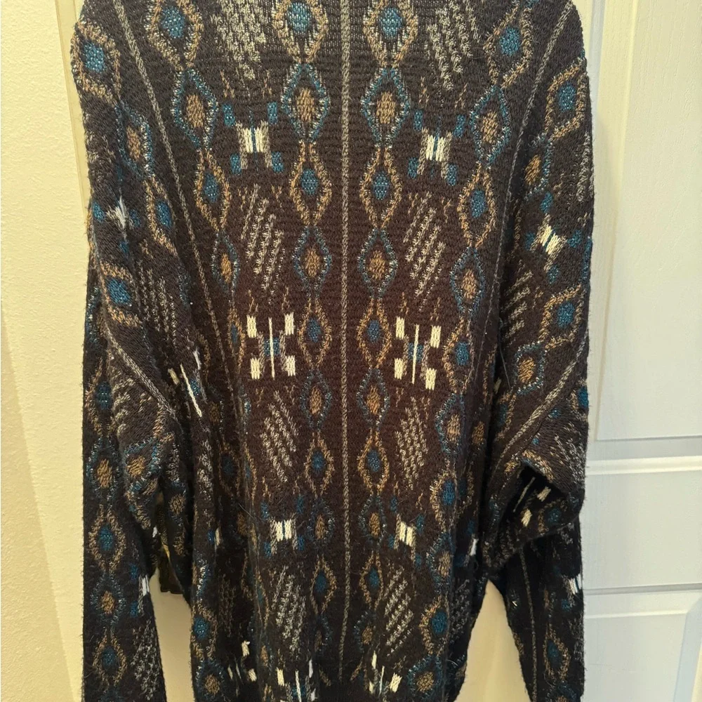 Big and Tall Vintage Jantzen Striped Sweater with Earthy Tones - Picture 3 of 3
